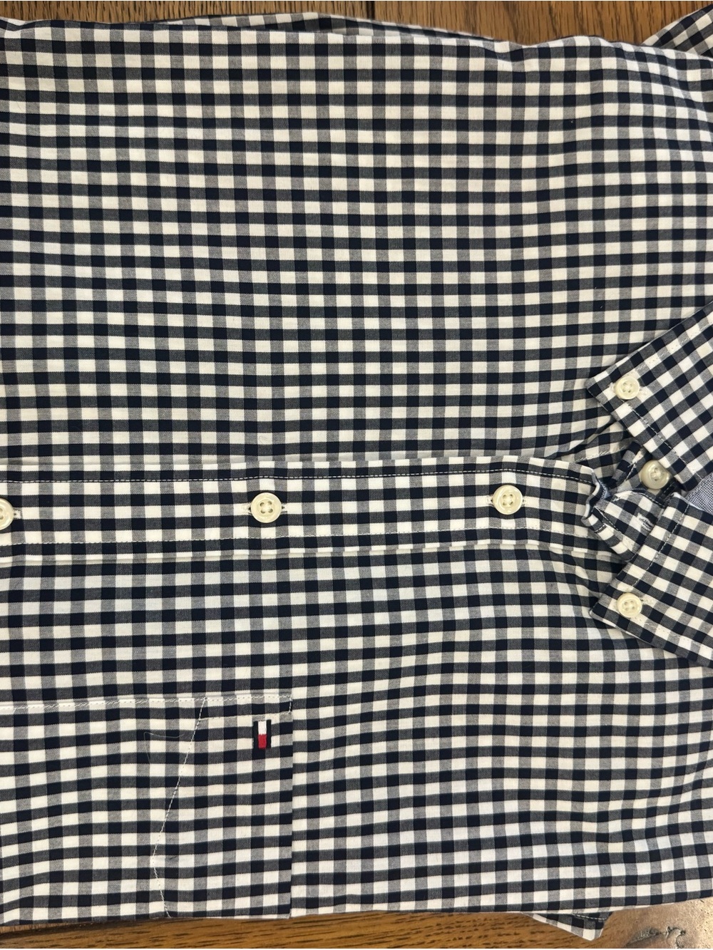 Tommy Hilfiger Navy and White Gingham Button-Down Shirt